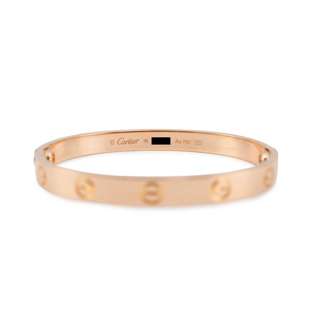 Early 21st Century Cartier Love Classic Model 18k Rose Gold Bangle Bracelet For Sale - Image 5 of 8