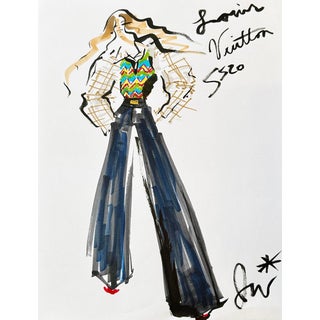 Original Abstract Fashion Figurative Louis Vuitton Drawing by Jenny Walton. Ink and Marker on Paper. For Sale
