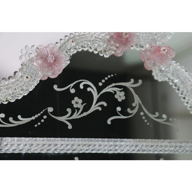 Exceptional Extra Large Size Vintage Pink Murano Glass Wall Mirror, 1950s For Sale - Image 12 of 14