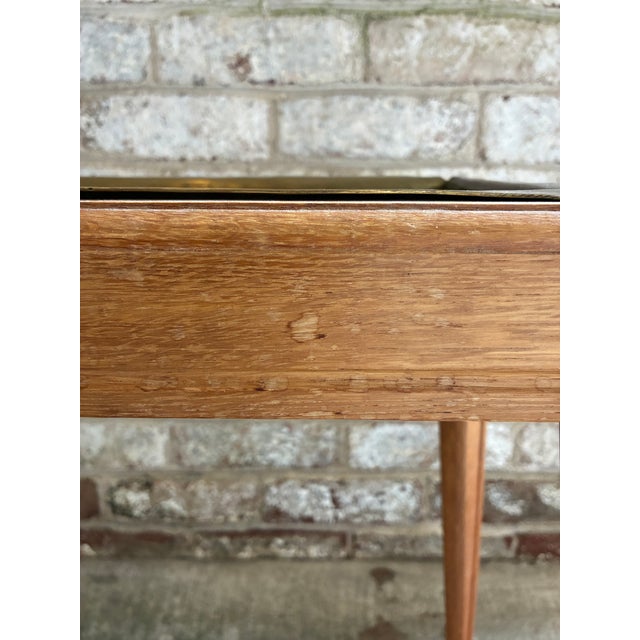 Vintage Brass & Wood Rectangular Side Table For Sale - Image 10 of 12