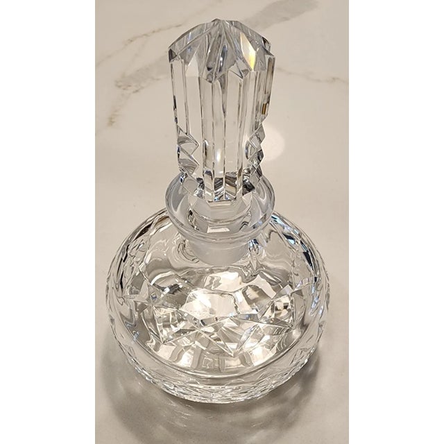 Vintage Cut Crystal Perfume Bottle With Stopper Diamond Faceted Waterford Style For Sale - Image 6 of 8
