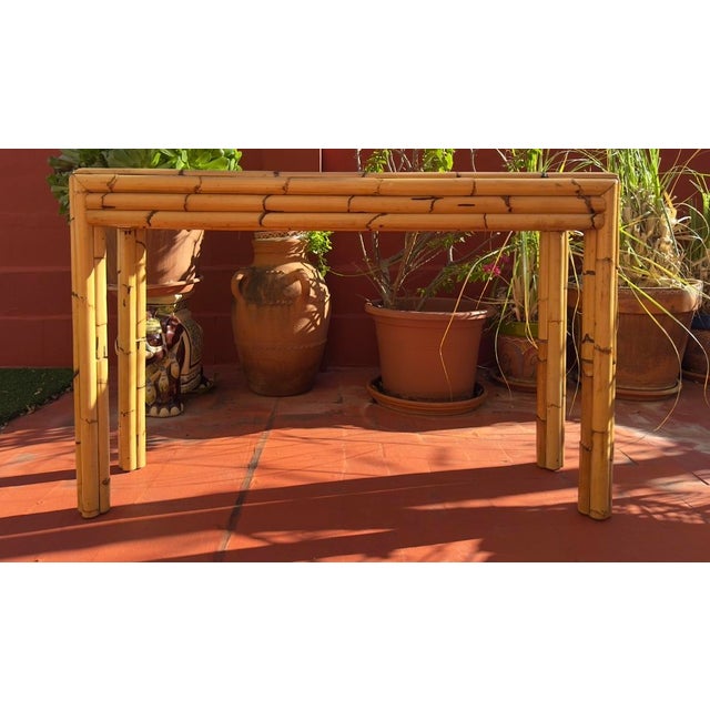Vintage Bamboo Console Table from Vivai Del Sud, Italy, 1970s For Sale - Image 9 of 10