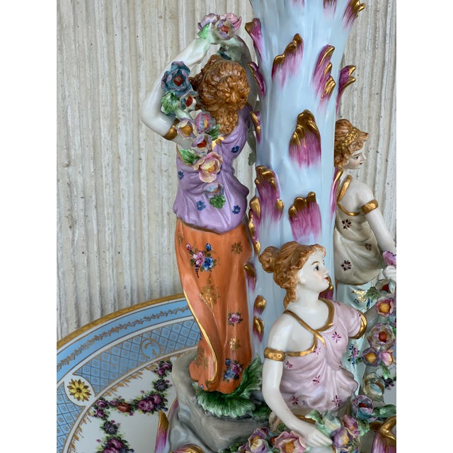 19th Sevrès Porcelain Figural Stand Centerpiece Raised Fruit Basket For Sale - Image 9 of 12