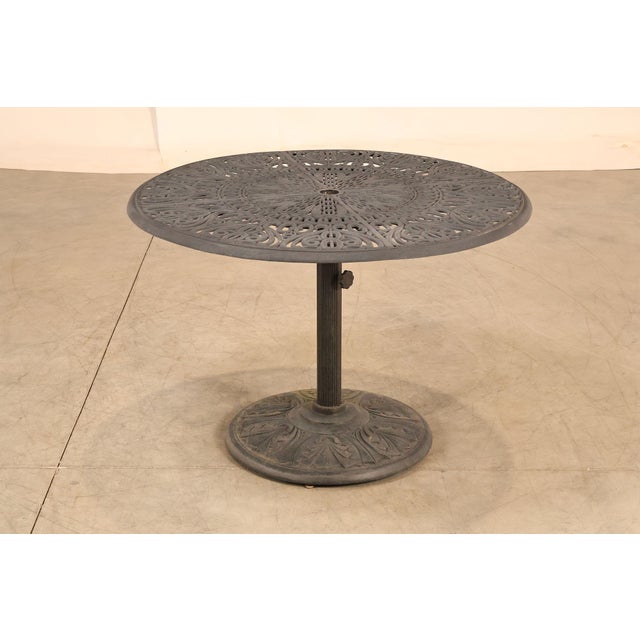 Traditional Hanamint Outdoor Round Cast Aluminum Dining Table and Chair Set For Sale - Image 3 of 18