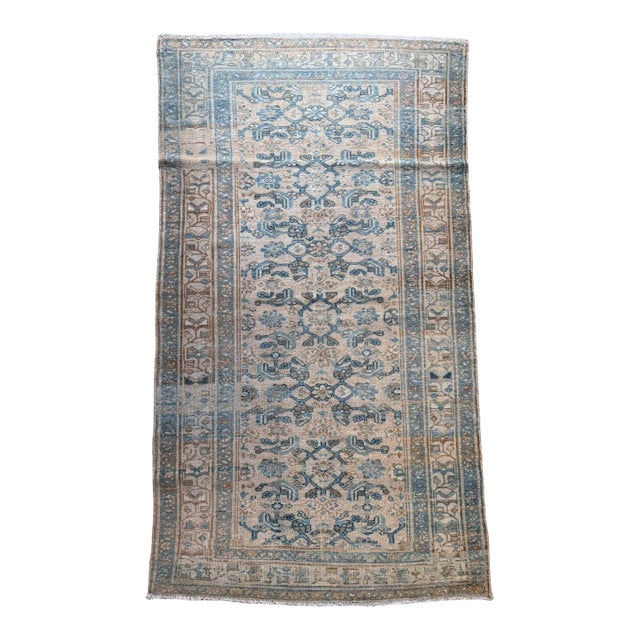Antique Persian Malayer Rug | Sky Blue Allover Floral Design | 3'6" X 6'4" For Sale