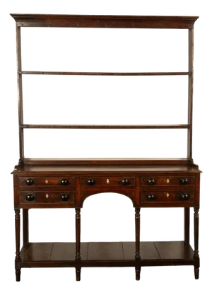 Antique 18th C George III Country Welsh Oak Dresser Plate Rack & Pot Board 1790