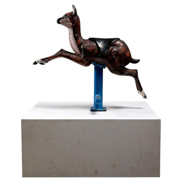 Mid-Century Playground Carousel Deer Sculpture with Patina, 1960s For Sale - Image 6 of 6