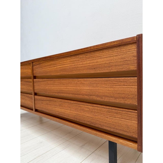Wood Low Mid-Century Walnut Sideboard, 1960s For Sale - Image 7 of 12