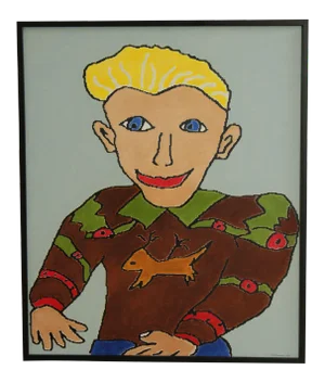 Anne E. BourassaAnne E. Bourassa Original Oil Painting on Canvas Portrait Blonde Man, Christmas Sweater