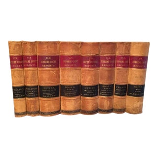 Late 19th Century Assorted Leather Bound Books - Set of 9 For Sale