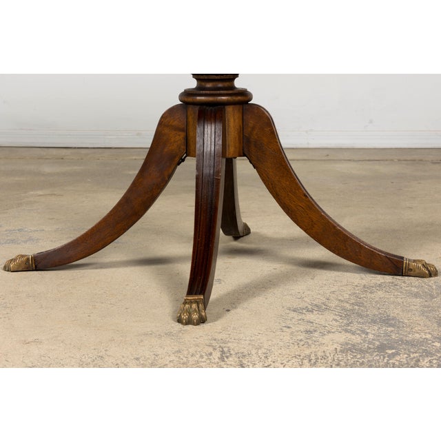 Early 20th Century English Regency Revival Leather Top Center Table For Sale - Image 9 of 18