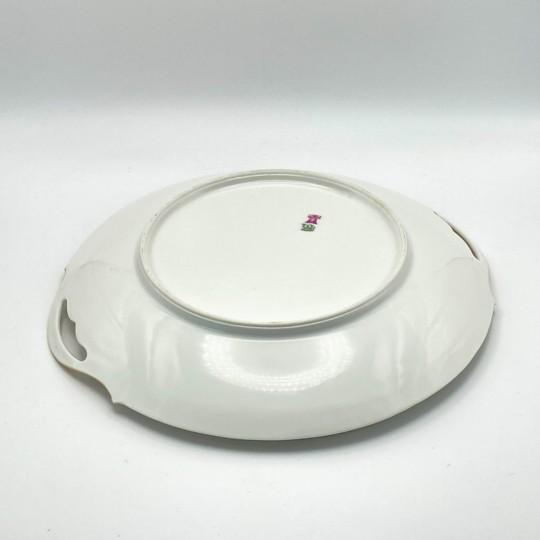Antique Art Deco Limoges Tressemanes Et Vogt T&v Serving Platter With Handles (Flower Pattern on Border) For Sale - Image 13 of 18