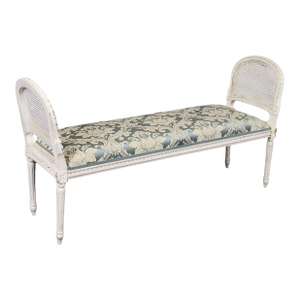 Gorgeous Antique Chippy White Painted French Louis XVI Cane Window Bench