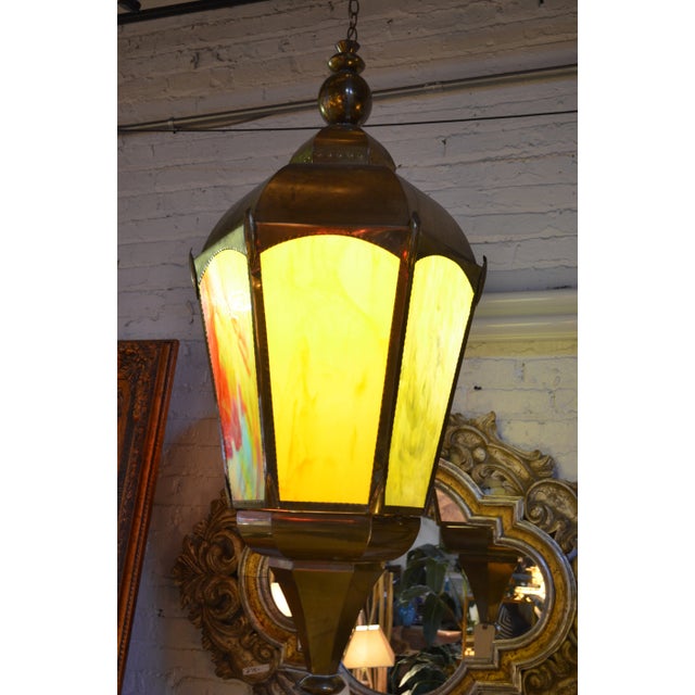 Metal Vintage Moroccan Multicolor Lantern Pendant - Set of 2 For Sale - Image 7 of 13