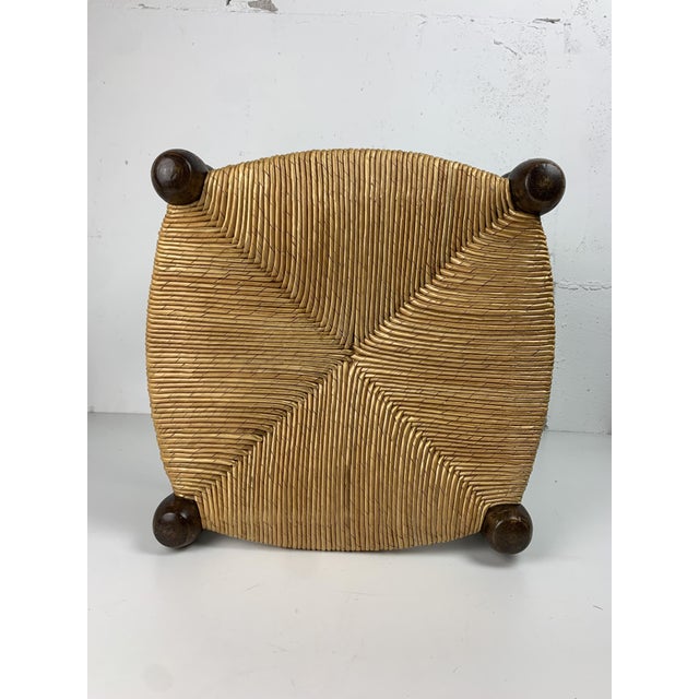 Brutalist Wood Turned Bobbin Rush Stool by Charles Dudouyt, 1950s For Sale - Image 16 of 17