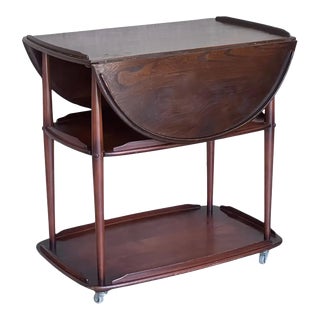 Early 20th Bar Cart With Three Tier and Two Leafs Convertible in Tea Table For Sale