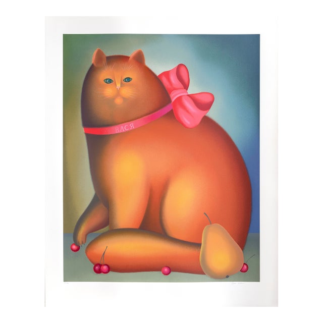 Cat With a Bow, Signed Screenprint by Igor Galanin For Sale