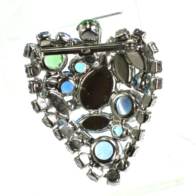 Vintage Art Glass Crystal Heart Brooch 1950s For Sale - Image 9 of 10
