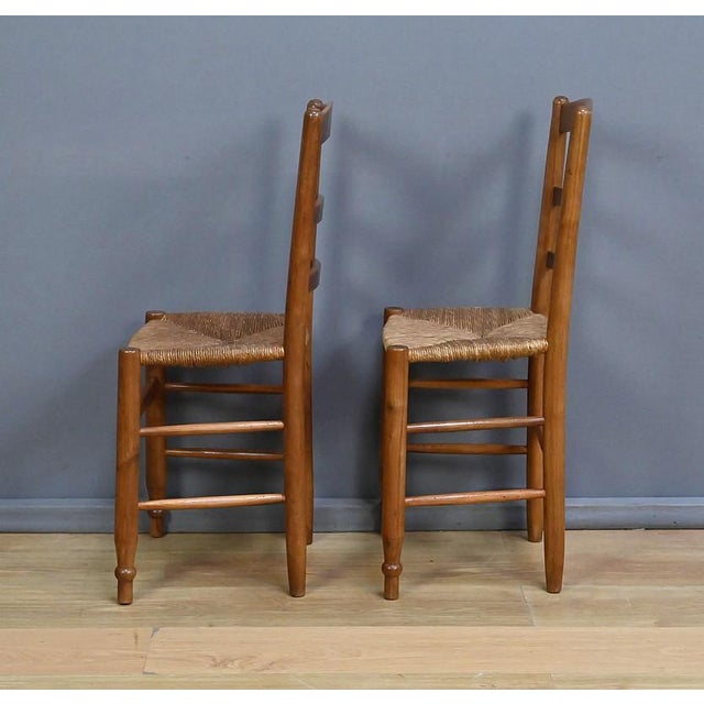 Cherrywood Straw-Seated Chairs Late 19th Century, 1890s, Set of 2 For Sale - Image 6 of 15