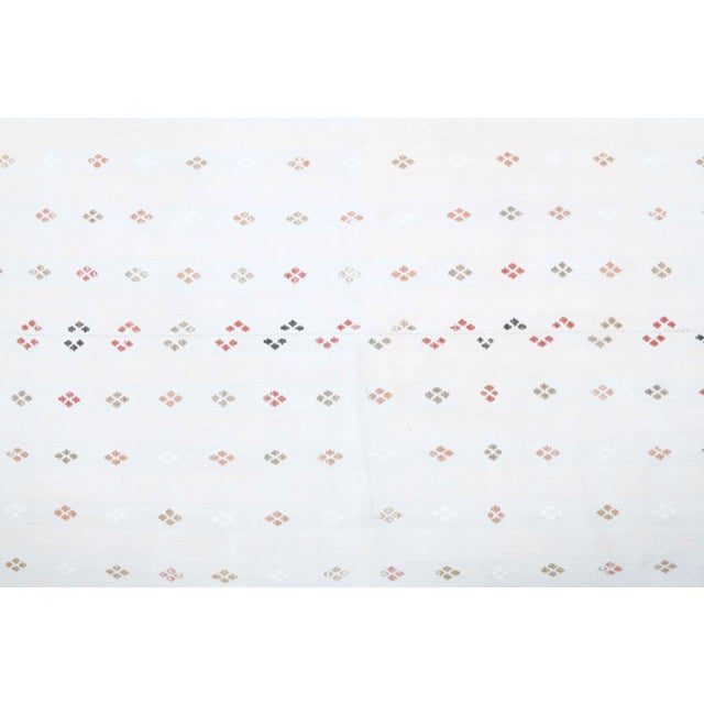 Vintage Turkish Oushak Handmade Wool Cotton White Kilim Area Rug For Sale - Image 6 of 11