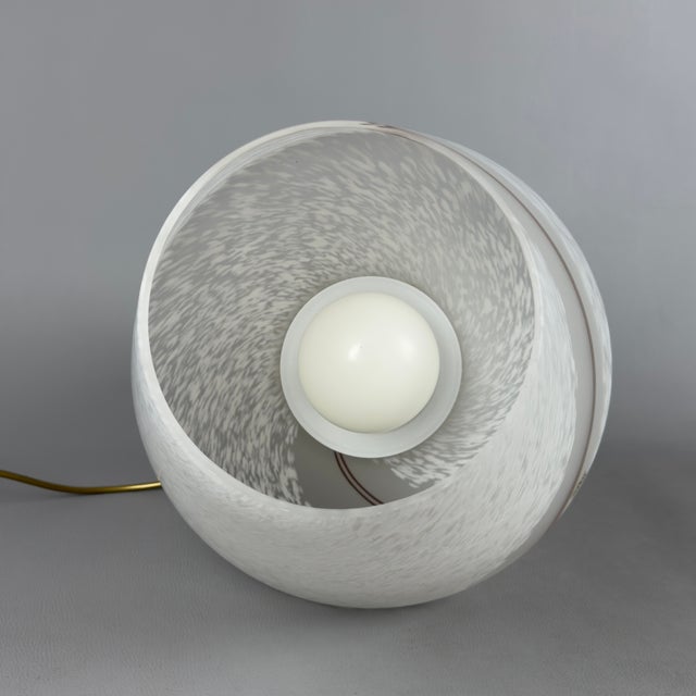 Glass Mushroom Table Lamp in Satin White Spotted Murano Glass, 1970s For Sale - Image 7 of 17