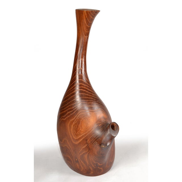 1960s Vintage Solid Teak Wood Orchid Vase Mid-Century Modern Art & Crafts Movement For Sale - Image 5 of 13