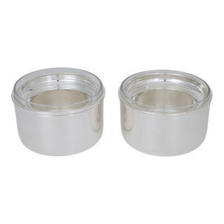 St James Brazil Silver Plate and Crystal Caviar Bowl Dish Server Duo, 2 pieces For Sale