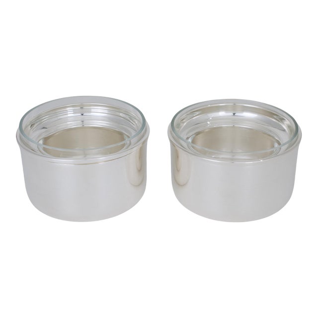 St James Brazil Silver Plate and Crystal Caviar Bowl Dish Server Duo, 2 pieces For Sale