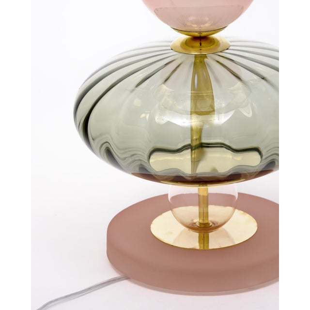 Elegant Pink Venetian Glass Modernist Lamps, Murano, Italy For Sale - Image 9 of 9