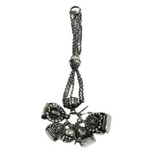 19th Century Dutch Silver Chatelaine with 4 Cachets and Charms