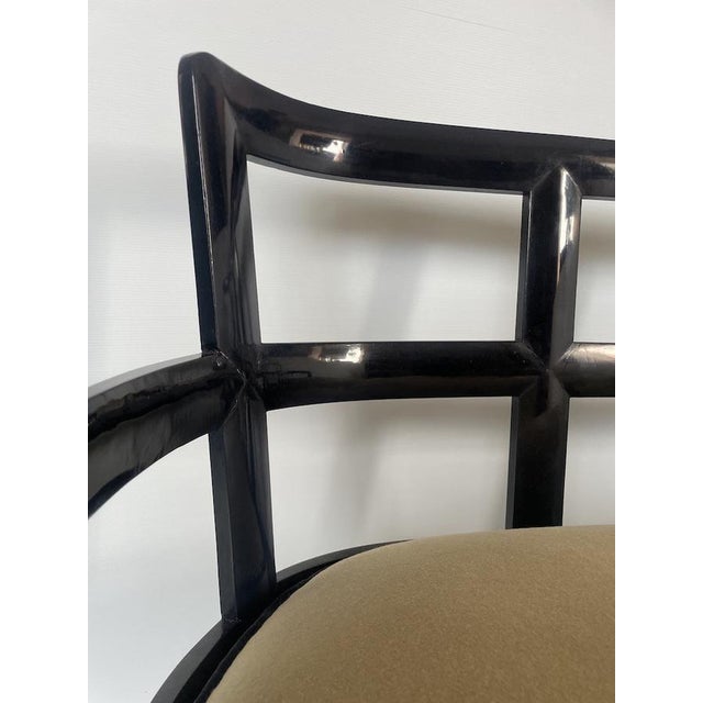 Black Sofa in Grid Lacquered Wood, 1930s For Sale - Image 8 of 14