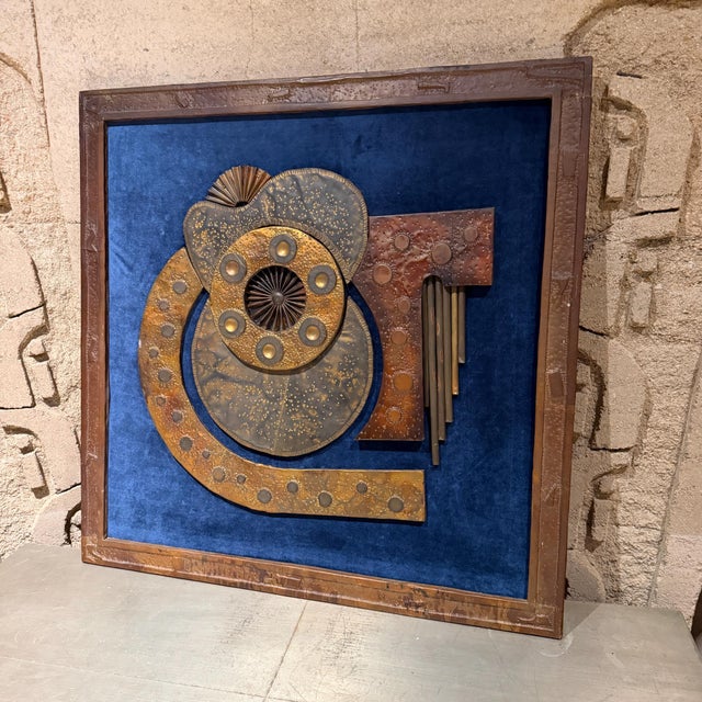 1970s 1970s Brutalist Metal Wall Art Sculpture, Abstract Design, Stephen Chun For Sale - Image 5 of 16