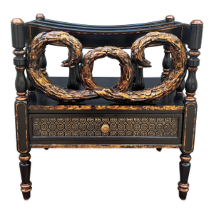 Ebony and Gilt Painted One Drawer Canterbury