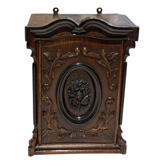 Antique Petite Mahogany & Ebony Victorian Wall Cabinet For Sale