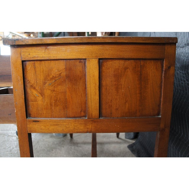 Antique American Sheraton Inlaid Mahogany Marble Top Writing Desk Library Table For Sale - Image 12 of 14
