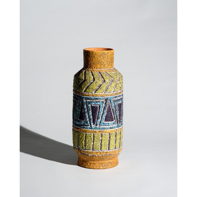 Ceramic Vintage Geometric Floor Vase in Lava Glaze, 1960s For Sale - Image 7 of 7