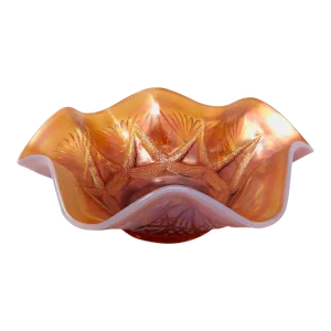 Early 20th Century Dugan Ski Star Peach Opalescent Carnival Glass Bowl