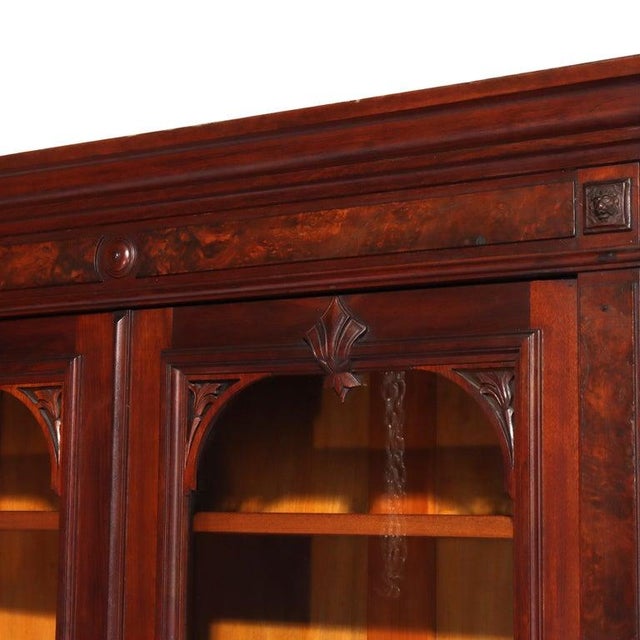 Antique Renaissance Revival Walnut & Burl Secretary Desk C1880 For Sale - Image 9 of 12