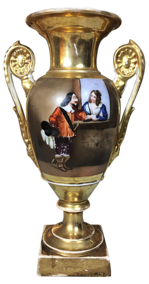 Early 19th Century Baluster Vase in Porcelain Paris Painted & Gilded by Hand, 1800s
