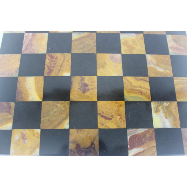 Late 20th Century Vintage Marble Stone Chess Board Small Game Board Fathers Day Gift for Dad, Office Decor Styling Staging For Sale - Image 5 of 6