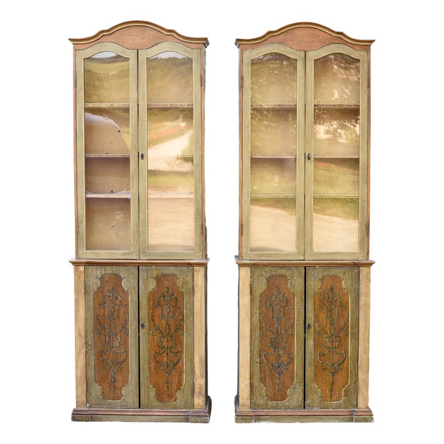 18th Century Bookcases in Lacquered Doors, Set of 2 For Sale