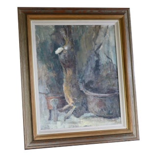 Johan Bladh, Swedish Modernist Study of Hunters' Game Rabbit, 1960s, Oil on Canvas, Framed For Sale