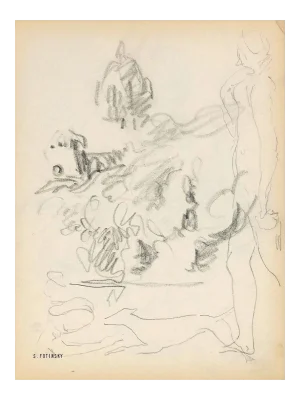 Serge Fontinsky, Sketch, Pencil, Mid-20th Century
