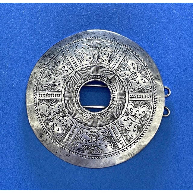Rare Find! Beautiful Butterfly Etched Hmong Ceremonial Buckle. This is an antique handmade, feminine in design with its...