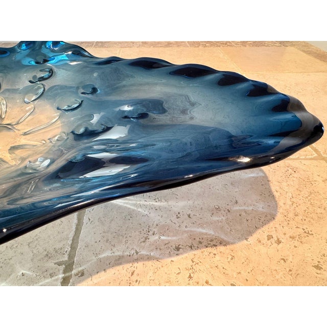 1970s Stunning 39” Murano-Style Handblown Glass Sculptural Centerpiece - Aqua Blue to Clear Ombré For Sale - Image 5 of 8