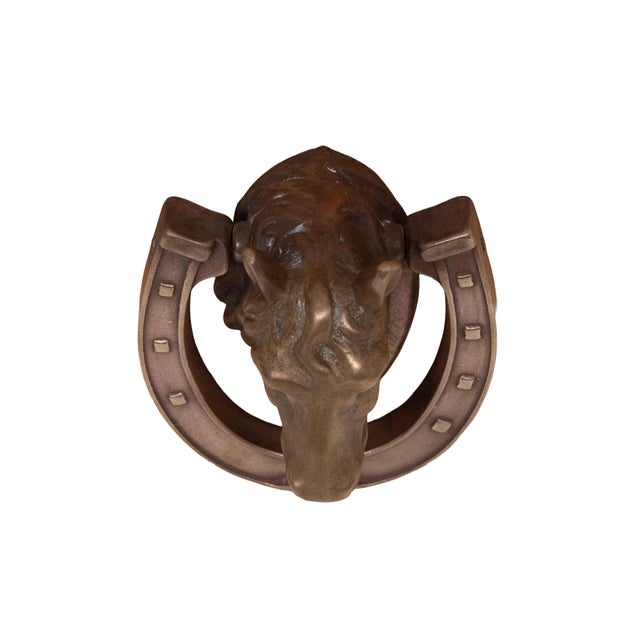 Vintage English Bronze Horse Head Door Knocker, 1930s For Sale - Image 3 of 8