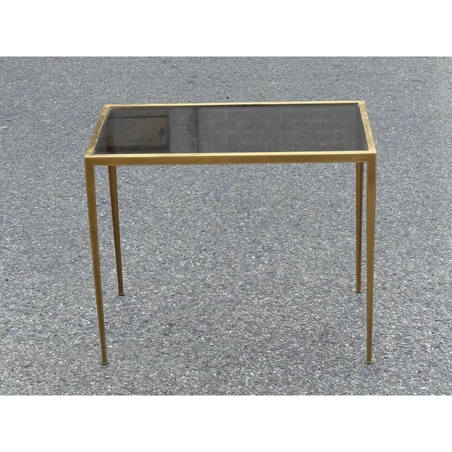 Side Table in Brass with Toned Glass, 1960s For Sale - Image 5 of 6