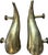 This is a beautiful pair of heavy solid brass "horn" door pulls with a patina finish. They were custom made by First...