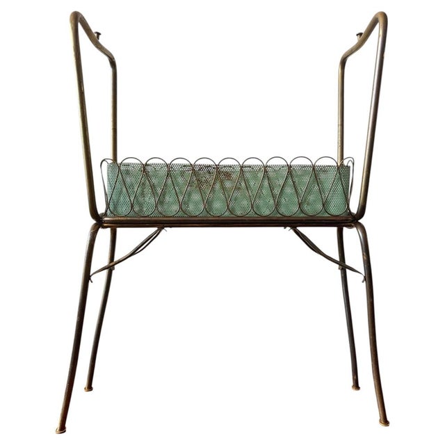 Green Mid-Century Modern French Perforated Metal Planter by Mathieu Matégot, 1956 For Sale - Image 8 of 16