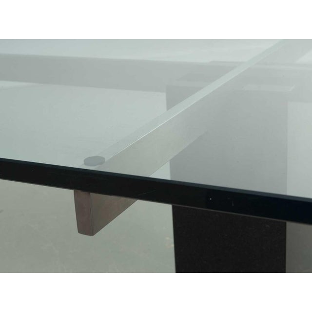 KW1 glass, metal and granite coffee table by Hank Kwint for Metaform 1980s Postmodern Dutch design coffee table by Hank...